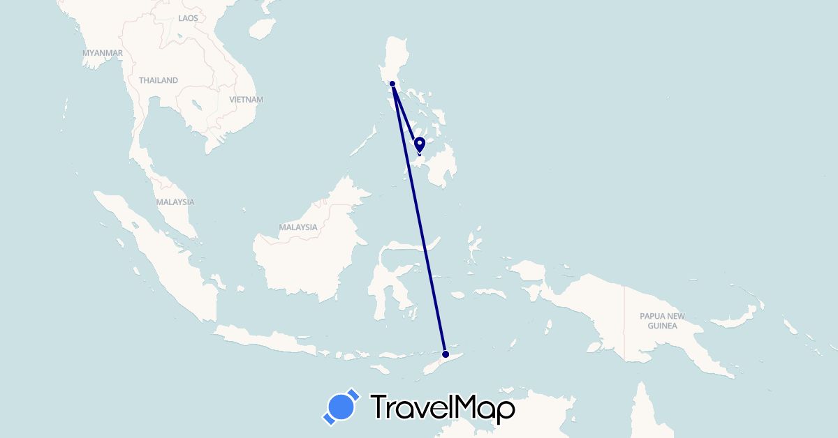 TravelMap itinerary: driving in Philippines, East Timor (Asia)